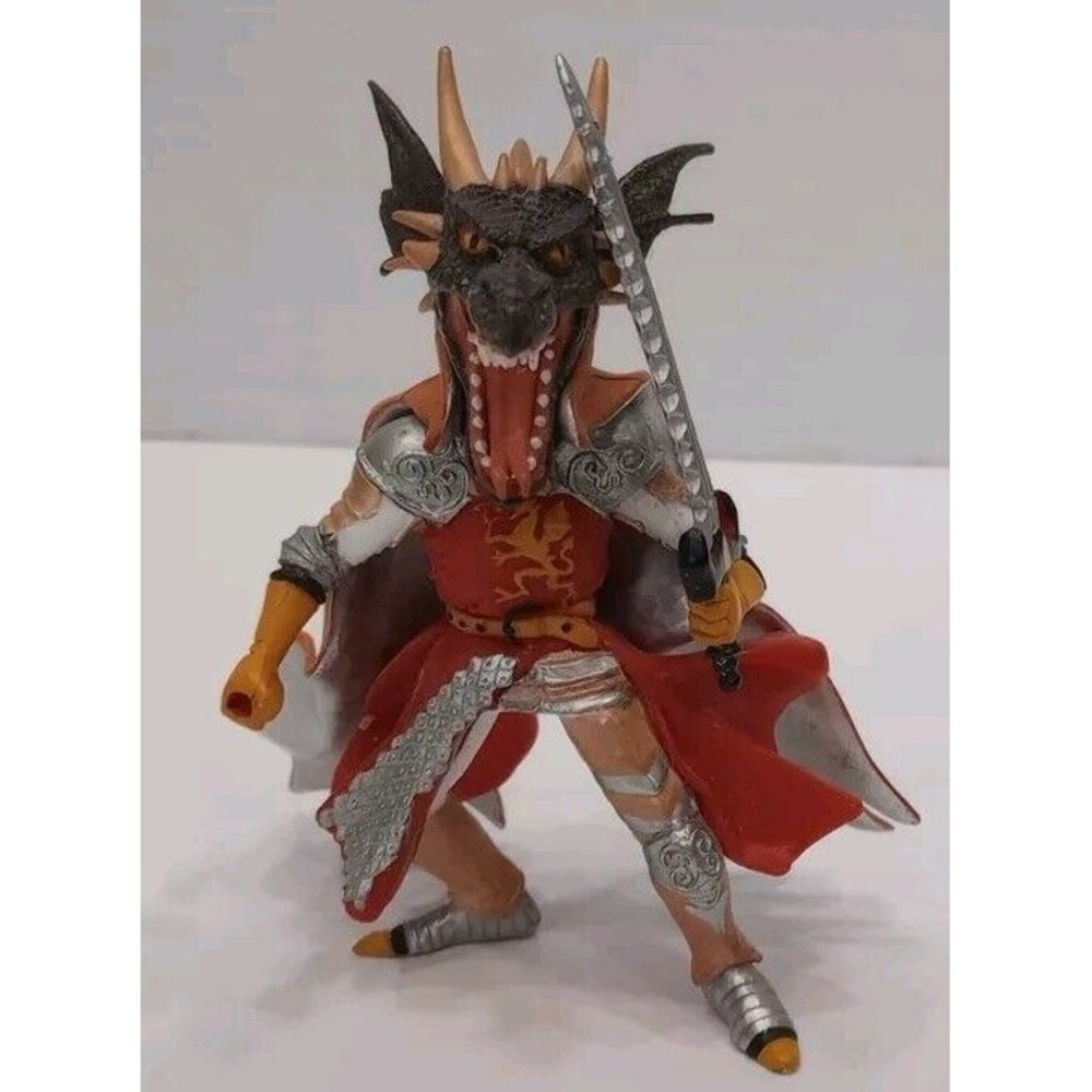 Papo Knight DRAGONHEAD SOLDIER w/Sword Medevil Figure 2005 Orange/Red